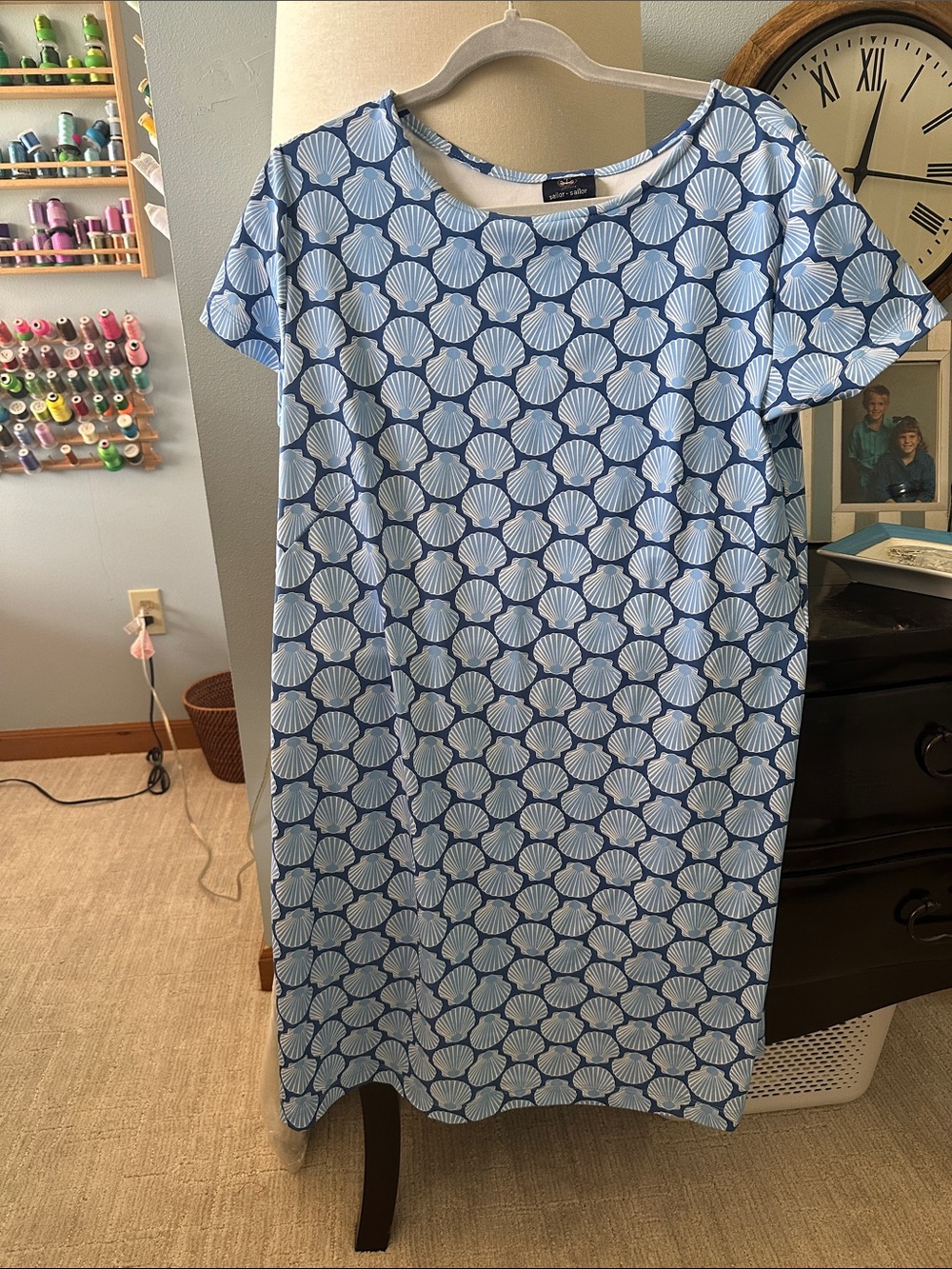 Light Blue Seashell-Print Marina Shift Dress by Sailor-sailor, size large